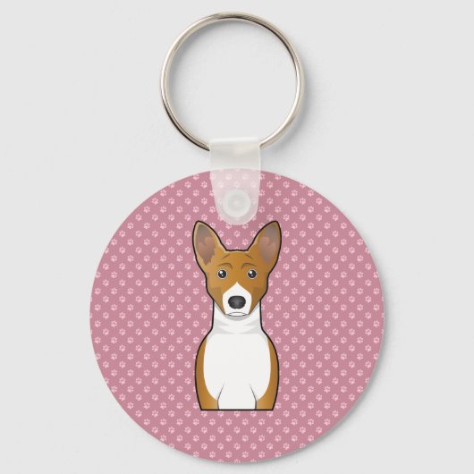 Basenji Cartoon Sleutelhanger (Voorkant)