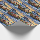 Basenji Christmas Boat Holiday Cadeaupapier (Hoek)