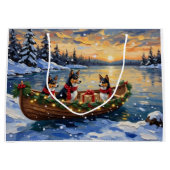 Basenji Christmas Boat Holiday Groot Cadeauzakje (Voorkant)