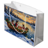 Basenji Christmas Boat Holiday Groot Cadeauzakje (Achterkant Gekanteld)