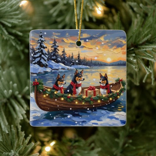Basenji Christmas Boat Holiday Keramisch Ornament (Boom)