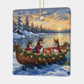 Basenji Christmas Boat Holiday Keramisch Ornament (Links)