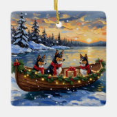 Basenji Christmas Boat Holiday Keramisch Ornament (Voorkant)