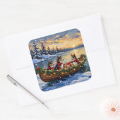 Basenji Christmas Boat Holiday Vierkante Sticker (Envelop)