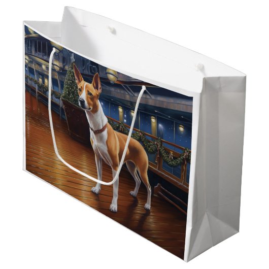 Basenji Christmas Cruise: Pawsome Holiday Delight Groot Cadeauzakje (Voorkant Gekanteld)