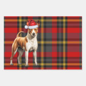 Basenji Christmas Dog Red Holiday Plaid Inpakpapier Vel (Voorkant)