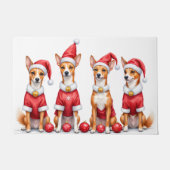 Basenji Christmas Dress Santa Hat Deurmat (Voorkant)