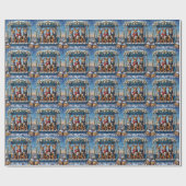 Basenji Christmas Ferris Wheel Carnival Holiday Cadeaupapier (Vlak)