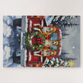 Basenji Christmas Red Truck Holiday Legpuzzel (Horizontaal)