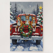 Basenji Christmas Red Truck Holiday Legpuzzel (Verticaal)