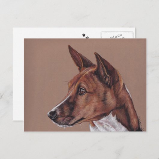 Basenji Colored Pencil Art Briefkaart (Voorkant / Achterkant)