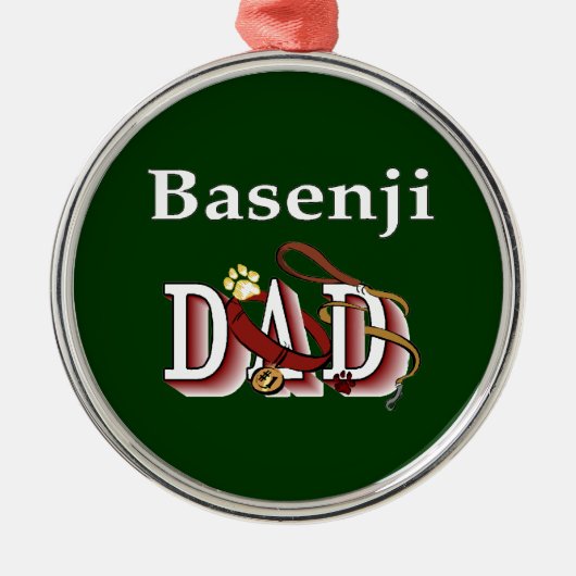 Basenji Dad Metalen Ornament (Voorkant)