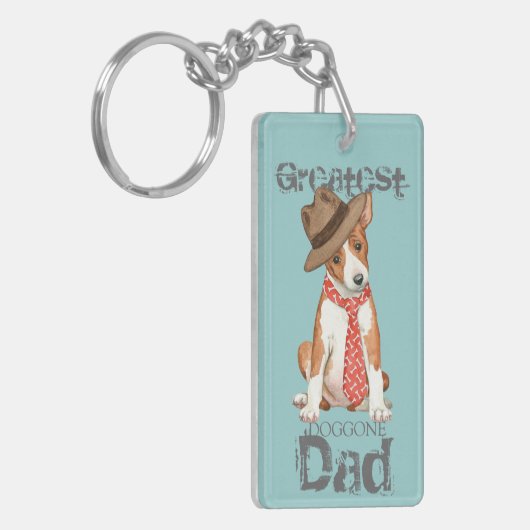 Basenji Dad Sleutelhanger (Voorkant Links)