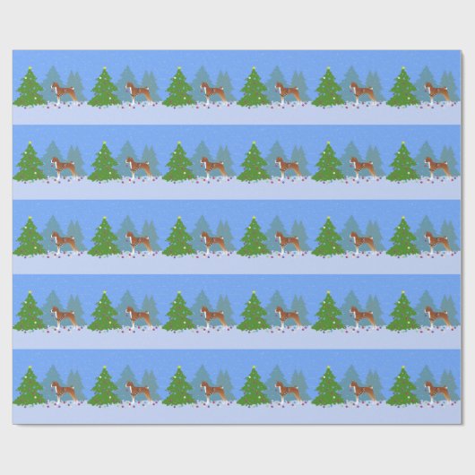 Basenji Decorting Tree in het bos Cadeaupapier (Vlak)