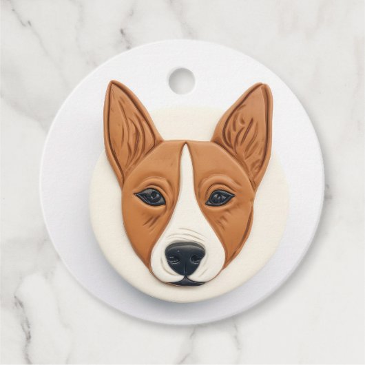 Basenji Dog 3D geïnspireerd Bedankjes Labels (Voorkant)