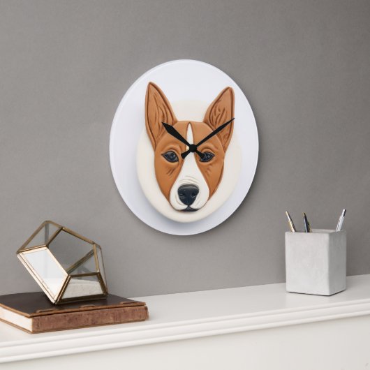 Basenji Dog 3D geïnspireerd Grote Klok (Kantoor)