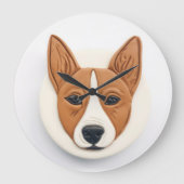 Basenji Dog 3D geïnspireerd Grote Klok (Voorkant)