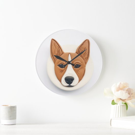 Basenji Dog 3D geïnspireerd Grote Klok (Huis)