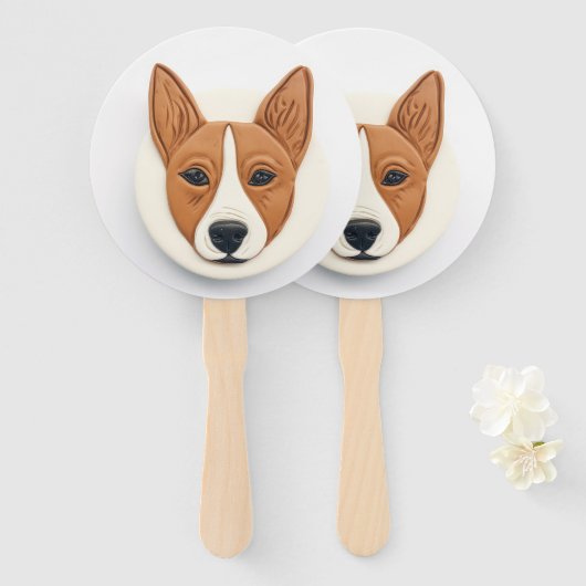 Basenji Dog 3D geïnspireerd Handwaaier (Voorkant en achterkant)