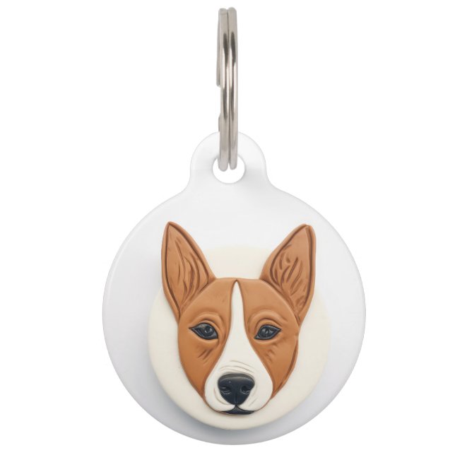 Basenji Dog 3D geïnspireerd Huisdierpenning (Voorkant)