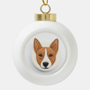 Basenji Dog 3D geïnspireerd Keramische Bal Ornament