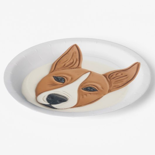 Basenji Dog 3D geïnspireerd Papieren Bordje (Gekanteld)
