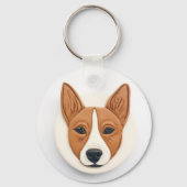 Basenji Dog 3D geïnspireerd Sleutelhanger (Voorkant)