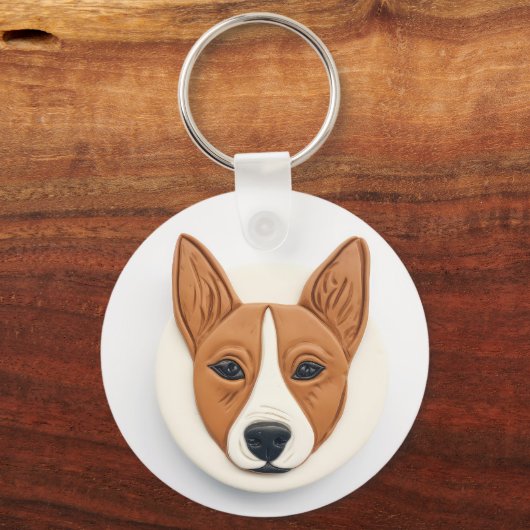 Basenji Dog 3D geïnspireerd Sleutelhanger (Voorkant)