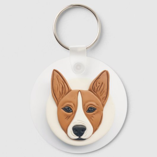 Basenji Dog 3D geïnspireerd Sleutelhanger (Achterkant)