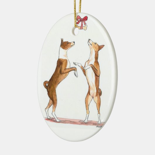 Basenji Dog Art Ornament (Links)