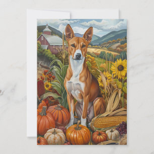 Basenji Dog Autumn Harvest Thanksgiving Feestdagenkaart