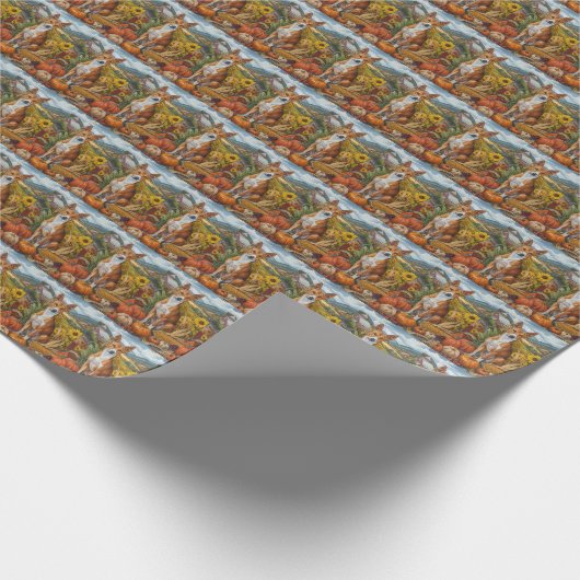 Basenji Dog Autumn Harvest Thanksgiving Vakantie Cadeaupapier (Hoek)