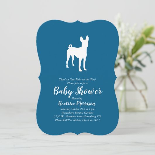 Basenji Dog Baby shower Boy Blue Kaart (Staand voorkant)