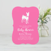 Basenji Dog Baby shower Girl Pink Kaart (Staand voorkant)