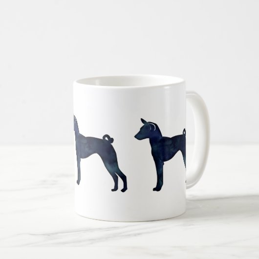 Basenji Dog Black Waterverf Silhouette Koffiemok (Voorkant rechts)
