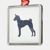 Basenji Dog Black Waterverf Silhouette Metalen Ornament (Links)
