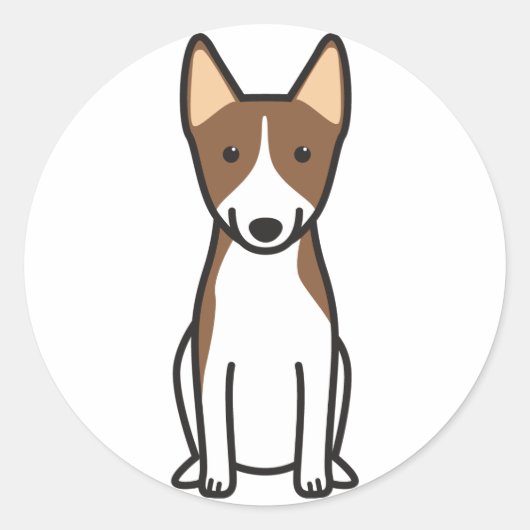 Basenji Dog Cartoon Ronde Sticker (Voorkant)