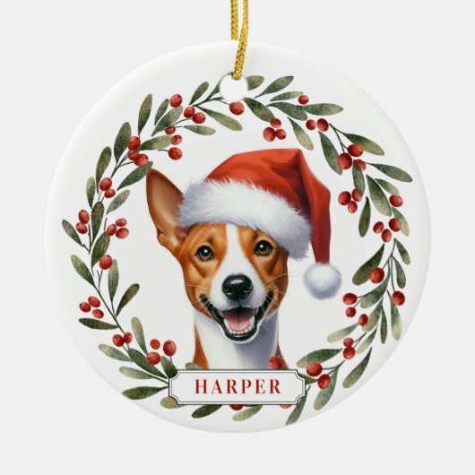 Basenji Dog Ceramic Circle Ornament (Voorkant)