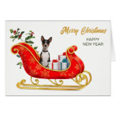 Basenji Dog Christmas Sleigh Kaart (Voorkant Horizontaal)