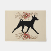 Basenji Dog en Floral door Mat (Voorkant)