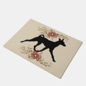 Basenji Dog en Floral door Mat (Schuin)