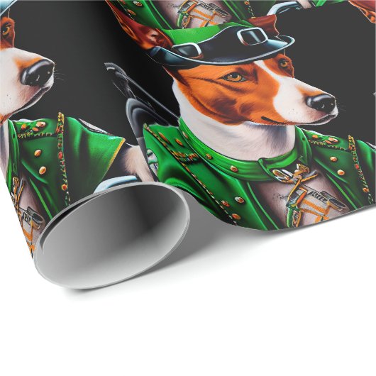 Basenji Dog fiets St. Patrick's Day Cadeaupapier (Rol Hoek)