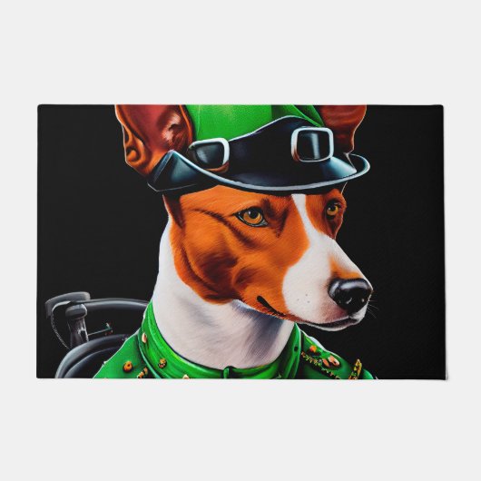 Basenji Dog fiets St. Patrick's Day Deurmat (Voorkant)