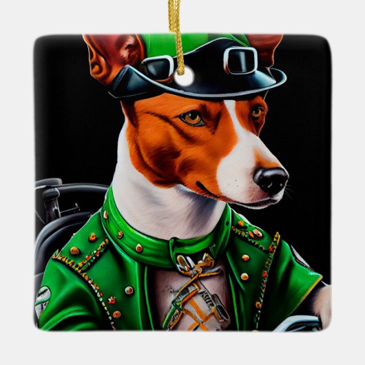 Basenji Dog fiets St. Patrick's Day Keramisch Ornament (Voorkant)