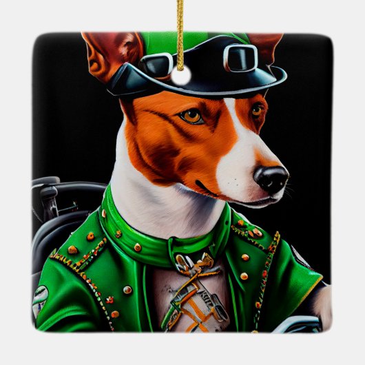 Basenji Dog fiets St. Patrick's Day Keramisch Ornament (Achterkant)