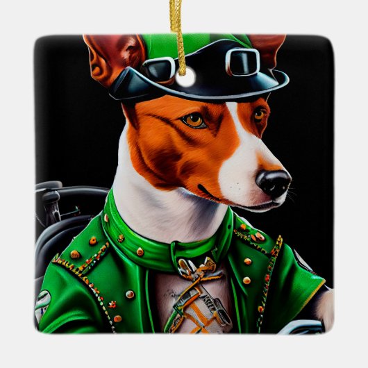 Basenji Dog fiets St. Patrick's Day Keramisch Ornament (Voorkant)