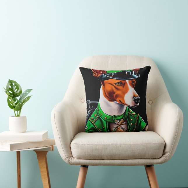Basenji Dog fiets St. Patrick's Day Kussen (Stoel)