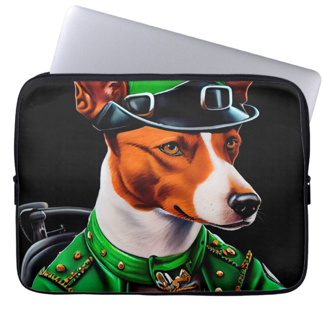 Basenji Dog fiets St. Patrick's Day Laptop Sleeve (Voorkant)