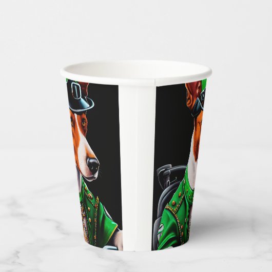Basenji Dog fiets St. Patrick's Day Papieren Bekers (Rechts)