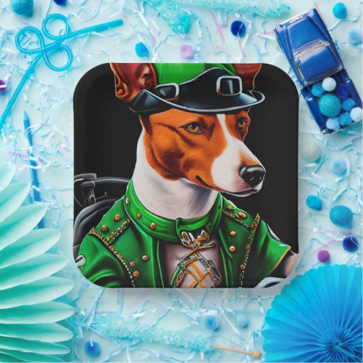 Basenji Dog fiets St. Patrick's Day Papieren Bordje (Feest)